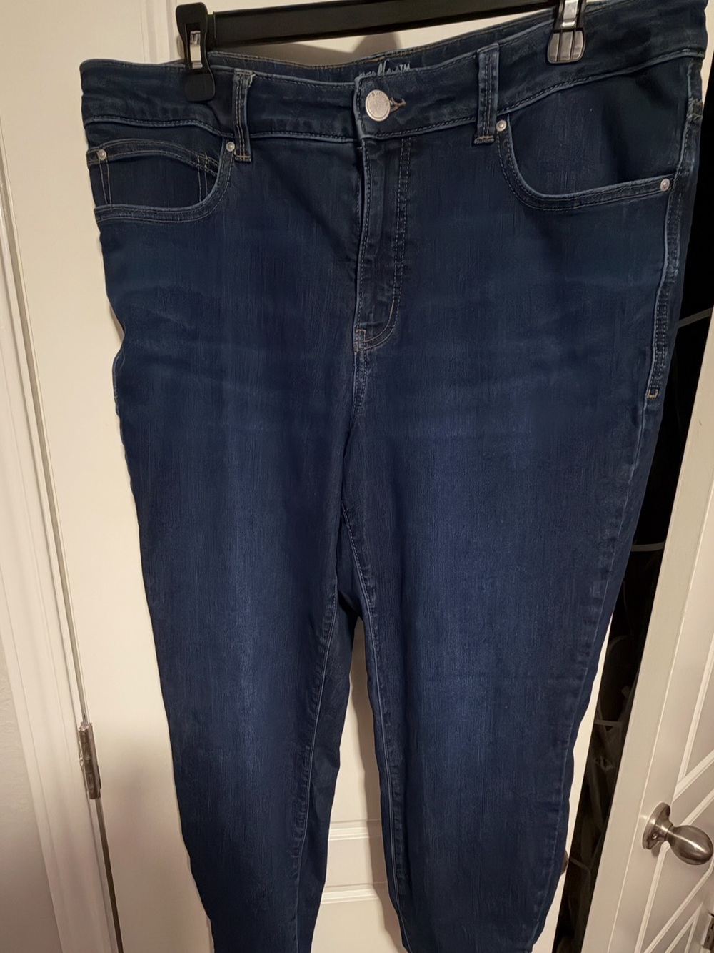Maurices Everflex High Rise Dark Wash Jeans Size 16 Regular Ankle Slit